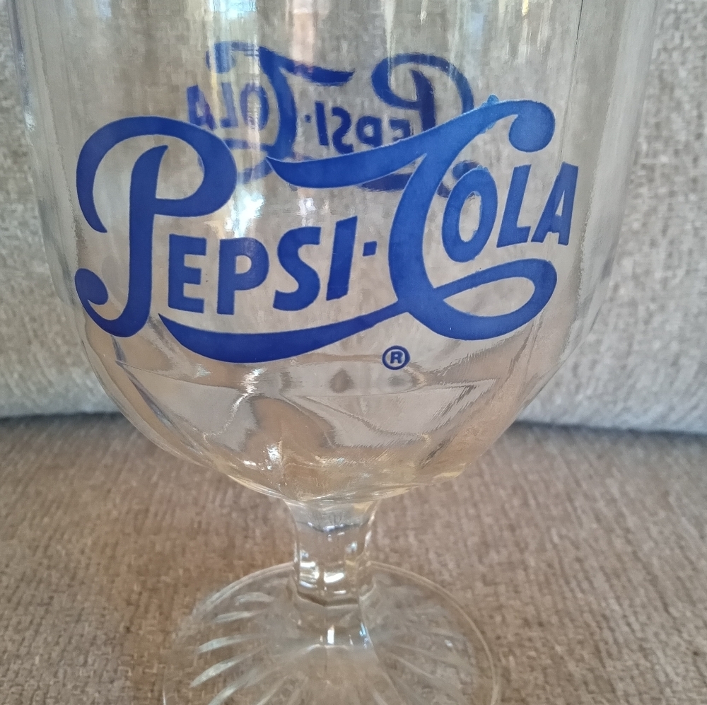 Vintage Pepsi Cola Dimpled Glass Footed Goblet - Picture 2 of 11